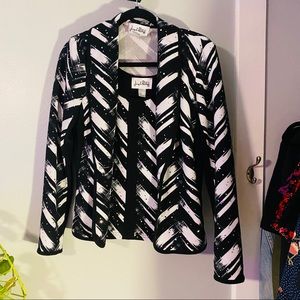 Beautiful black and white with gold zipper top and blazer size 10